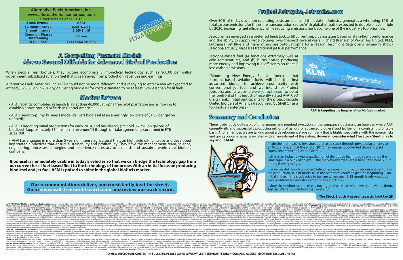 Wall Street Profit Search — AFAI Investment Spotlight Report