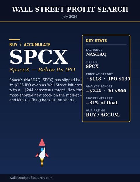 Wall Street Profit Search — SpaceX (SPCX) Coverage
